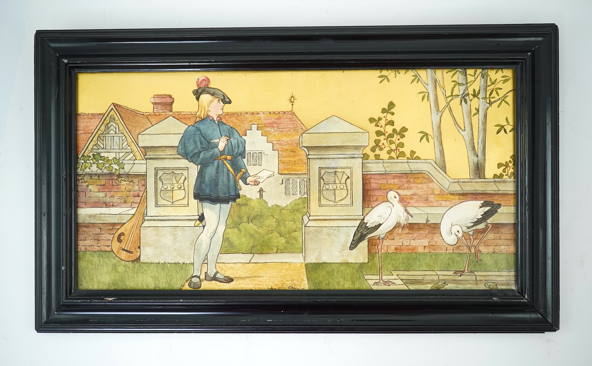 A Mintons Art Pottery Studio pottery plaque, designed by Henry Stacey Marks, late 19th century